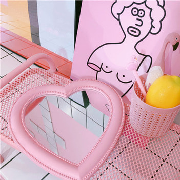 핑크 하트 인테리어 화장대 거울 2color DD-10868